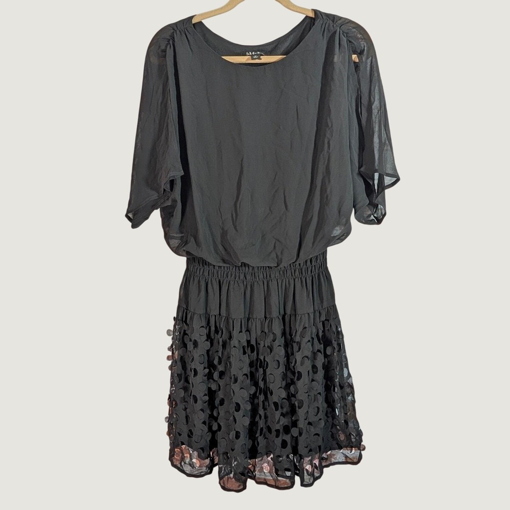 Vtg‎ S.L. Fashions Cocktail Dress Womens 10 Black Chiffon Whimsygoth Lace